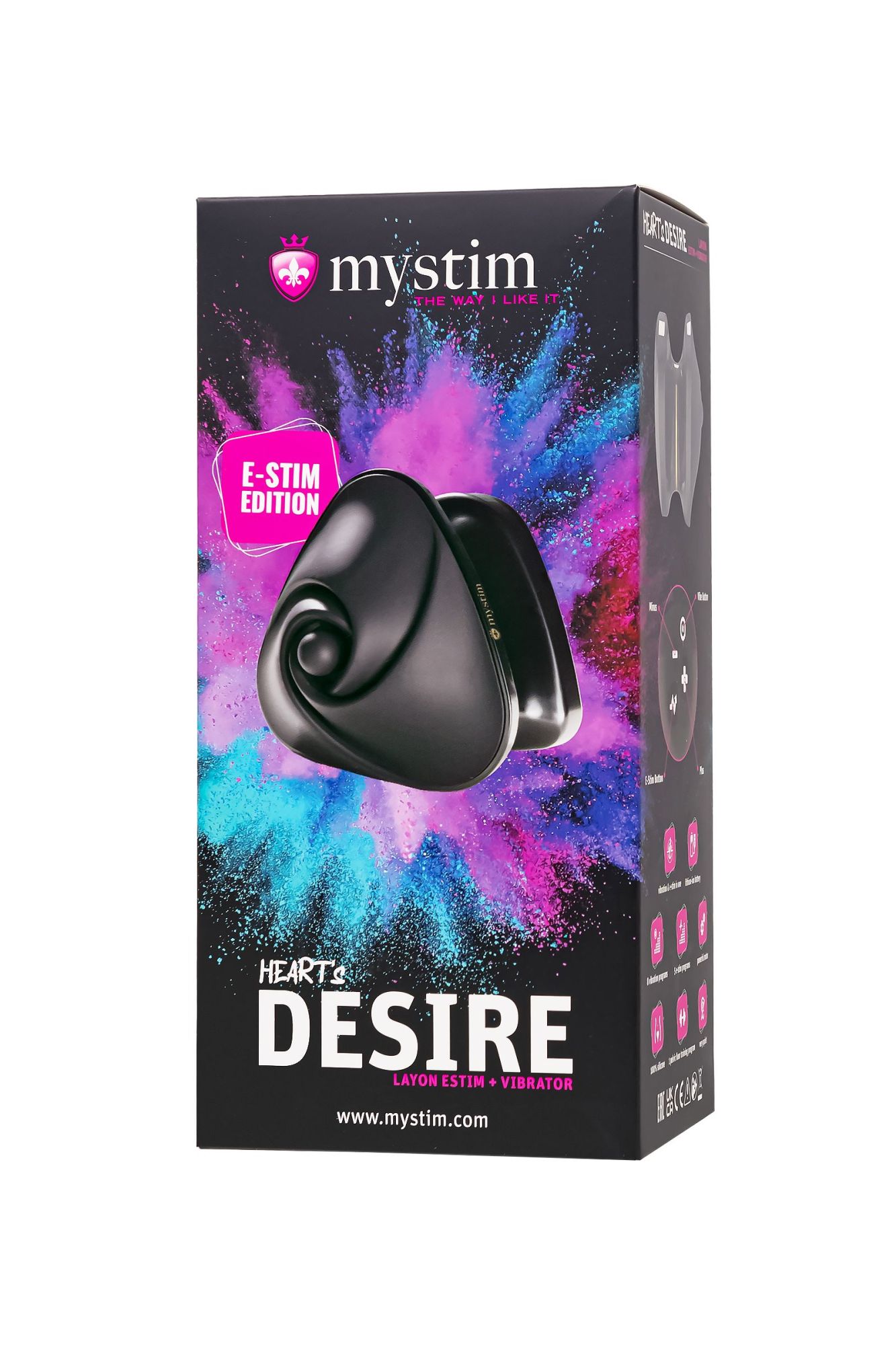 вибратор mystim heart ́s desire с электростимуляцией, силикон, черный, 6,7 см в СПб