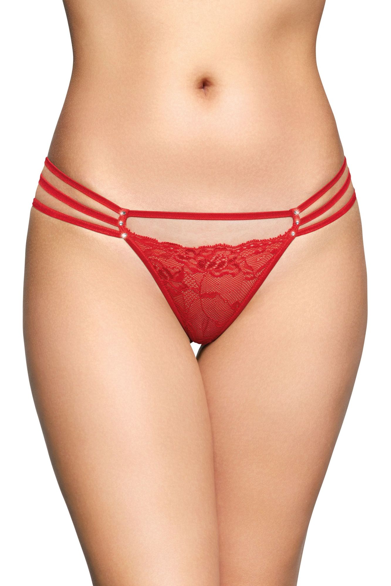Эротическое стринги со стразами softline collection, красный, s/m в СПб